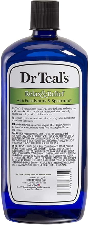 Dr Teal's Foaming Bath Variety Gift Set (2 Pack, 34oz ea.) - Soothe & Sleep Lavender & Relax & Relief Eucalyptus & Spearmint - Pure Epsom Salt & Essential Oils Alleviate Stress & Clear The Mind