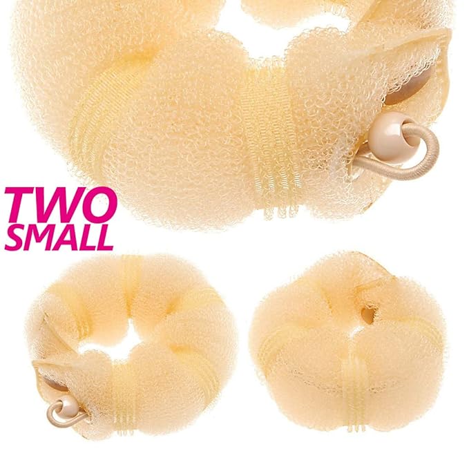 Goldrose Beauty Small Hair Bun Maker 2 Pieces - Doughnut Chignon Clip Hair Accessory for Kids & Women's Hair Styling (Blonde)