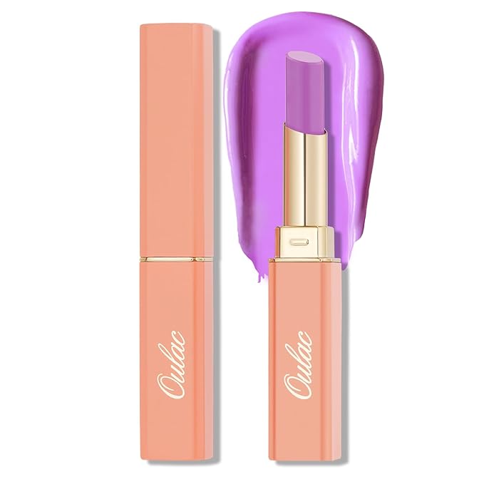 Oulac Pinky Purple Lipstick - Moisturizing Lip Stick Glossy Tinted Lip Balm, Sheer Shine Juicy Finish, Lightweight and Hydrating Formula for Dry Lip Care, Vegan 2.2g/0.07oz (10)