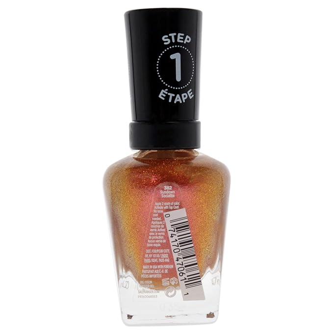 Sally Hansen Miracle Gel™, Sundown Socialite, Long Lasting, Gel-Like Formula, No UV Lamp Needed, Orange Glitter Nail Polish