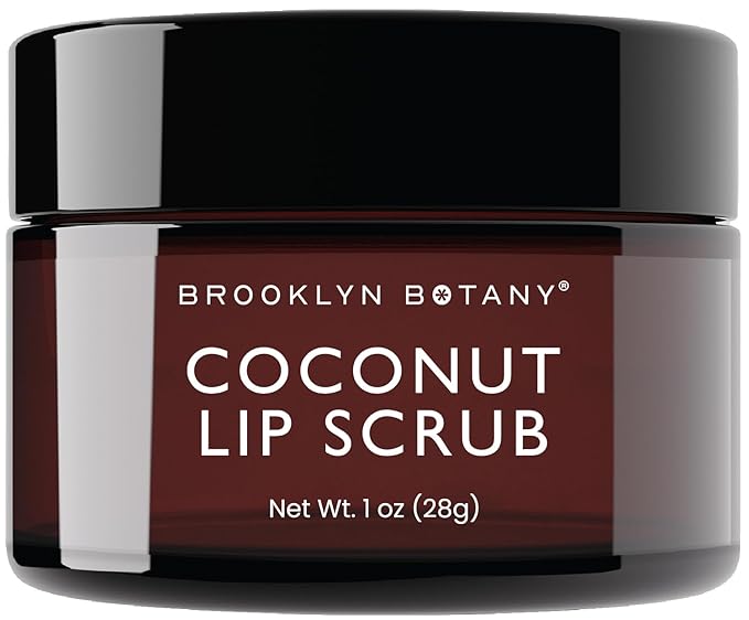 Brooklyn Botany Lip Scrub Exfoliator 1 oz – Lip Moisturizer for Dry Lips and Chapped Lips – Gentle Lip Exfoliator for Smooth and Brighter Lips – Coconut Flavor