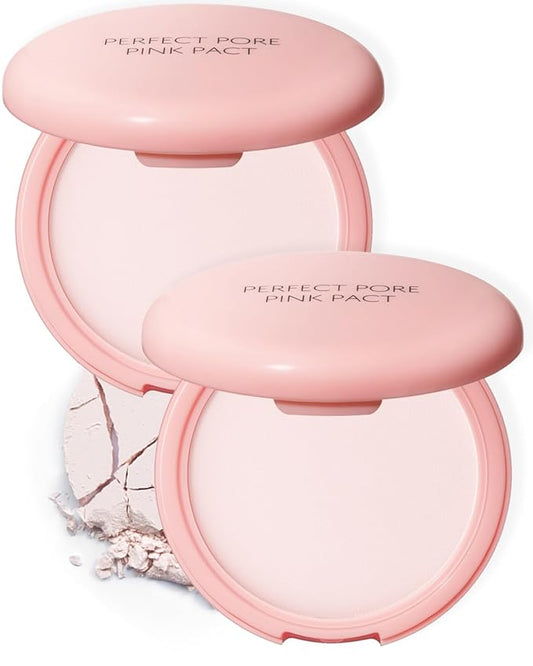 THESAEM Saemmul Perfect Pore Pink Pact - Makeup Finishing Pressed Powder for Sebum Control and Pore Minimization, Soothes Sensitive Skin with Calamine, Setting Powder, Clumps Free 12g. 2 Pack