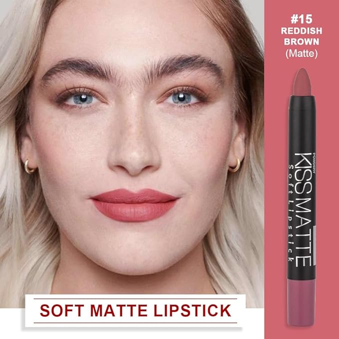evpct 1Pcs Nude Bright Pink Matte Lip Pencil Crayon Liner for Women, Matte Lipstick Lip Stain Long Lasting Waterproof labiales mate magicos 24 horas originales pintalabios permanente 24 horas 15