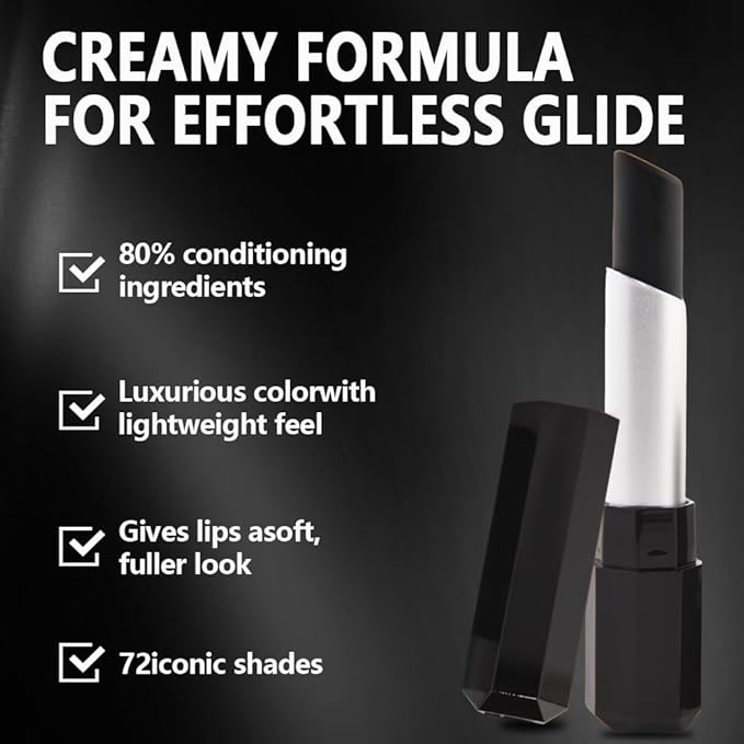 Black Cream Matte Lipstick Stick for Women - Smooth Crayon Lips & Face Paint Stick, Natural Pigmented Black Lip Color for Halloween Birthday Party Makeup, Lápiz labial mate en crema negra, 01