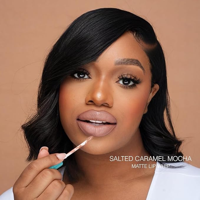 Beauty Bakerie Lip Whip Liquid Lipstick for Women, Waterproof Lip Gloss, Tint, Stain Long Lasting Hydrating Moisturizer, Matte or Metallic, 3.5mL, Salted Caramel Mocha