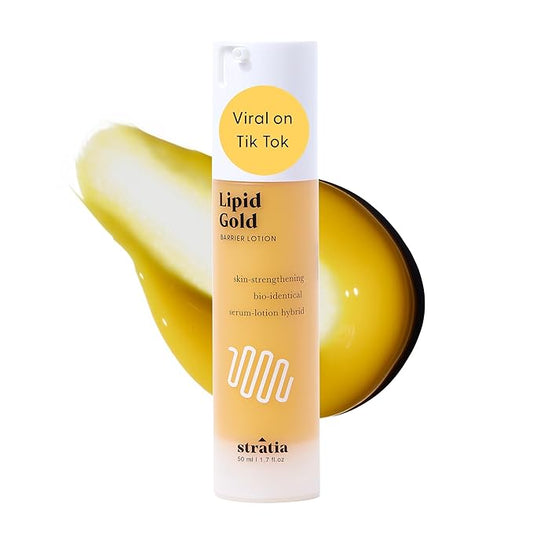 Stratia Lipid Gold Skin-Strengthening Ceramide Moisturizer with Niacinamide, Hydrates & Soothes All Skin Types, 1.7 Fl Oz
