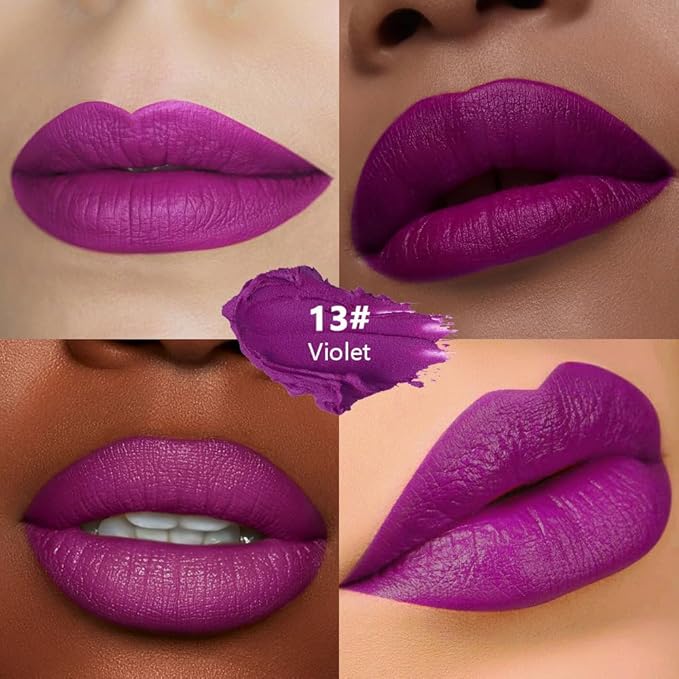 Purple Matte Lipsticks Lip Stain for Women - Pigmented Lip Crayon & Face Paint Stick for Everyday Halloween Birthday Party Wear, Younger-Looking Lip Makeup, Lápiz labial morado para mujer 13