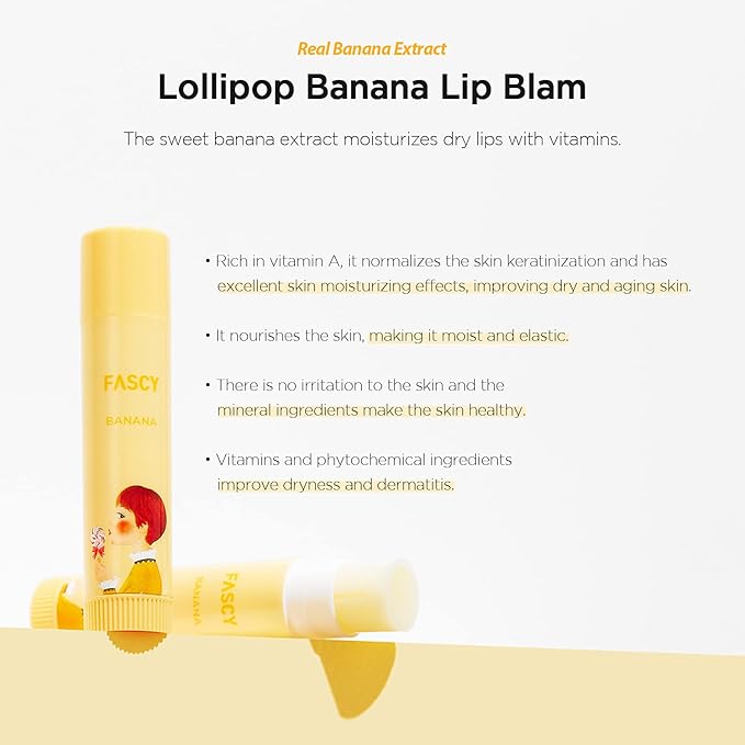 FASCY Lollipop Lip Balm Banana, Lip Oz,
