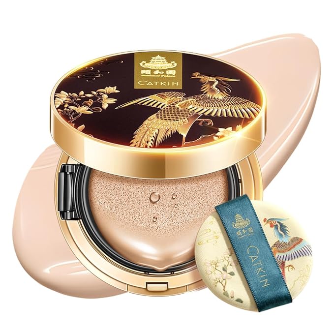 Catkin Phoenix Cushion Foundation Buildable Coverage Anti-Aging Serum Makeup, Sheer Satin Finish, Refill Included, Light Beige 0.46 Oz x 2, N11 BEIGE