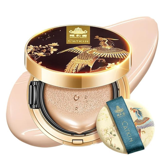 Catkin Phoenix Cushion Foundation Buildable Coverage Anti-Aging Serum Makeup, Sheer Satin Finish, Refill Included, Light Beige 0.46 Oz x 2, N11 BEIGE