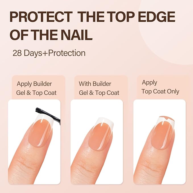 Vansiho French Gel Nails - 150Pcs Short Square Tips, Brown, Soft Gel, Press On, DIY Nail Art Kit 15 Sizes