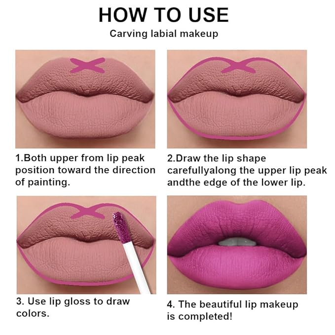 evpct 2Pcs Fuchsia Red Matte Lip Liner and Lipstick Combo Set for Women, Fuchsia Lip Combo Set Liquid Lips Stick Gloss and Lipliner Stains Set Long Lasting Waterproof, Lips Makeup 24 Hours originales