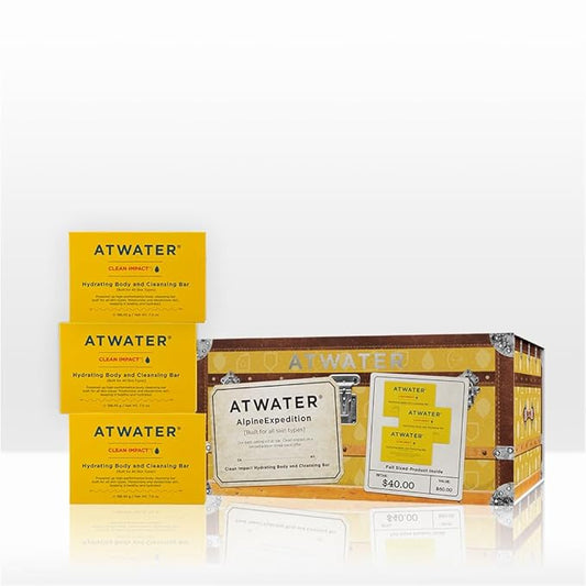 ATWATER Alpine Expedition Holiday 2025 Gift Set – 3 Clean Impact Hydrating Body Bars for Men, Limited-Edition Moisturizing Soap Set for Face & Body, Glycerin & Shea Butter Clean Skincare Gift Box