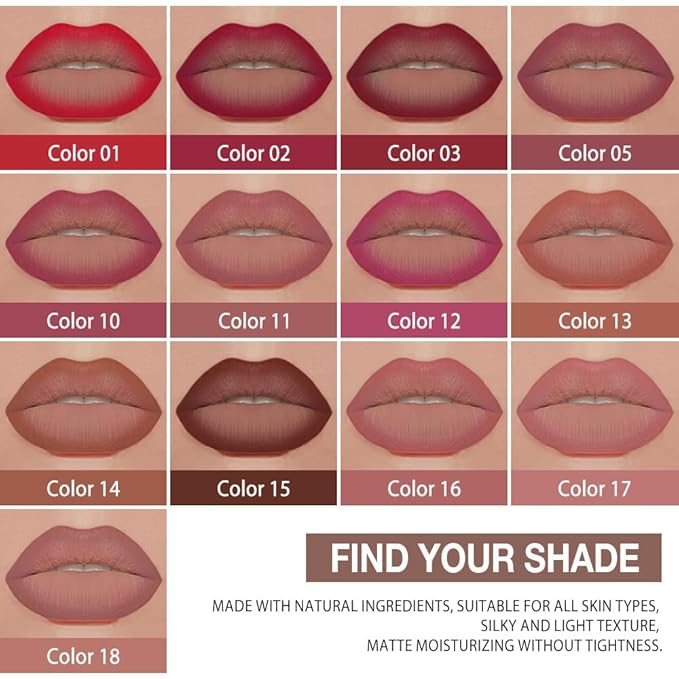 evpct Wine Red Gradient Matte Lipstick Lip Liner Crayon Combo Pencil Set for Women Long Lasting Waterproof, Plum Red Matte Cream Lip Liner and Lipstick Combo Makeup Set, Flawless Gradual Ombre Effect