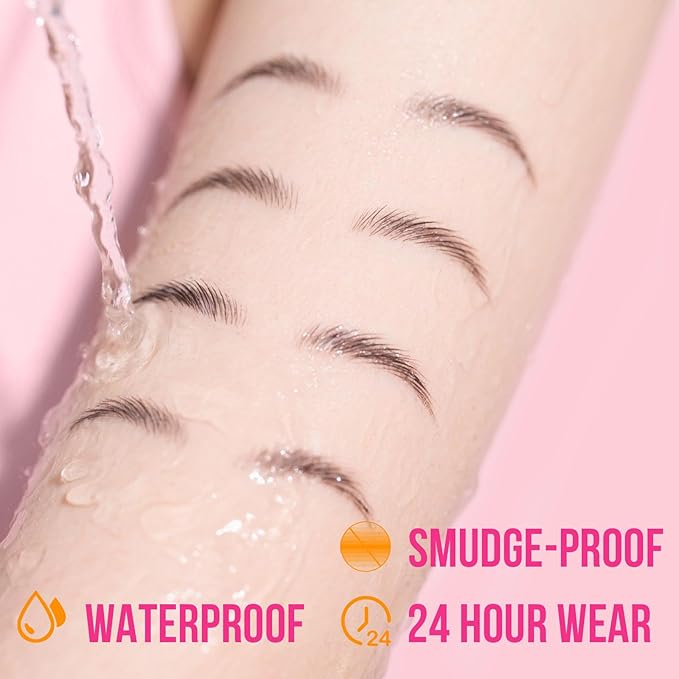 iMethod Curved Eyebrow Pen and Brow Gel - Eyebrow Pencils for Women with Hair Like Strokes, Eyebrow Makeup for All-Day Defined, Waterproof, Smudge-proof, Dark Brown and 2 Count Brow Gel Clear