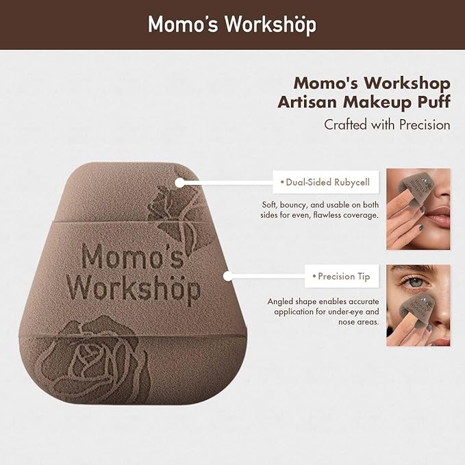 Mini Trapezoidal Makeup Sponge Set,Dual-Use Mini Rubycell Sponge for Foundation/Concealer/Blush,Soft, Even Application for Liquid & Cream Products,3pcs Mini Concealer Puffs & Storage Case