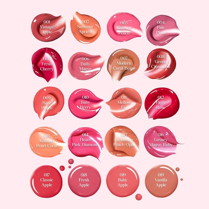 CLIO CRYSTAL GLAM TINT (019 BABY APPLE), Glossy Finish, Lightweight, Weightless, Buildable, Glass-Like, Smoothing, Long-Lasting, Vivid, Transparent, Shiny, Moisturizing Lip Stain, Korean Lip Tint