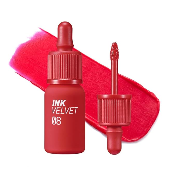 Peripera Ink the Velvet Lip Tint - High Pigment Color, Longwear, Weightless, Not Animal Tested, Gluten-Free, Paraben-Free (008 SELLOUT RED)