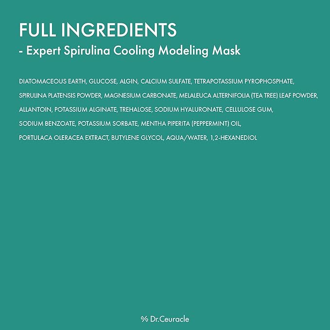 leegeehaam Dr.Ceuracle Expert Spirulina Cooling Modeling Mask - Jelly Face Mask for Glass Glow Skin, DIY Home Spa, Korean Skincare for Stocking Stuffers (30g / 1.05 oz.)
