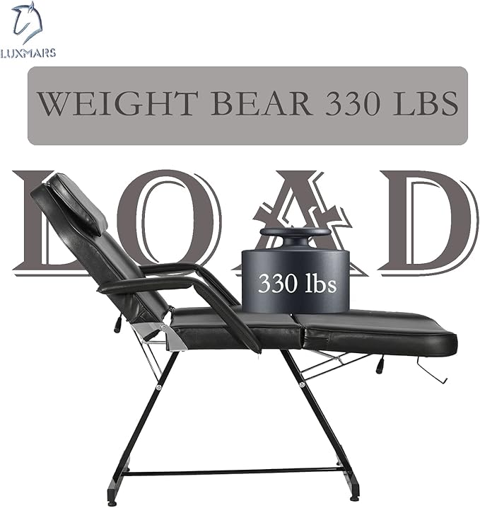 Tattoo Chair, Multipurpose Facial Chair 73 Inch Spa Salon Facial Bed with Massage Equipment Spa Stool for Beauty Spa Tattoo, Black