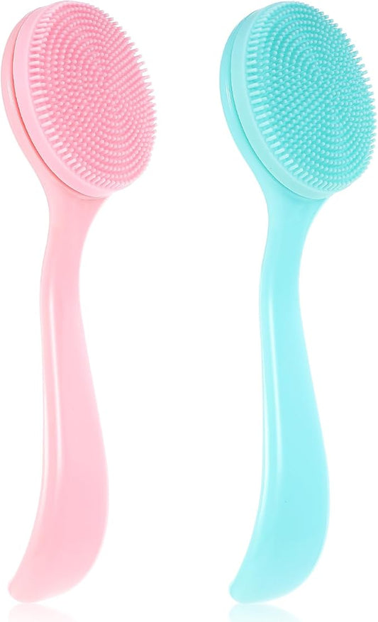 2Pcs Silicone Face Brush Manual Face Scrub Brush, Soft Facial Cleansing Brush Waterproof Exfoliating Face Brush Skin Friendly Face Cleaner Brush for Blackheads Makeup Residues Removal