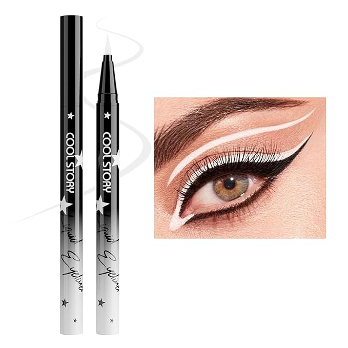 COOL STORY Liquid Eyeliner Waterproof Smudge Proof Eye Liner, 24H Long-Lasting, 0.6ml/0.02 fl.oz (White)