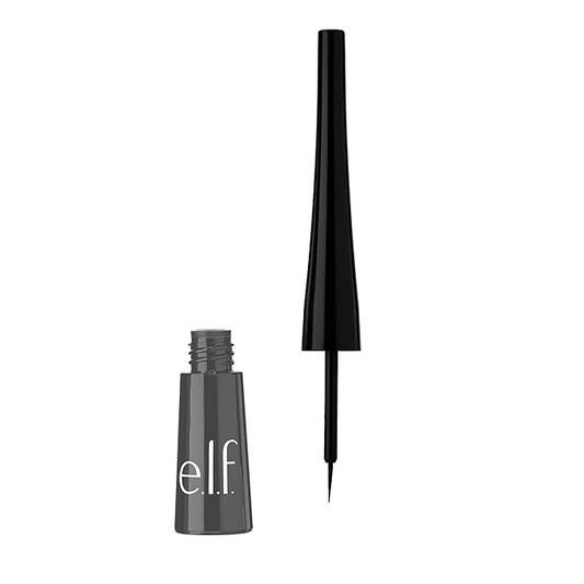 e.l.f. Liquid Eyeliner, High-pigment Liquid Eyeliner With Extra-Fine Brush Tip, Easy Glide Smudge-proof Formula, Charcoal