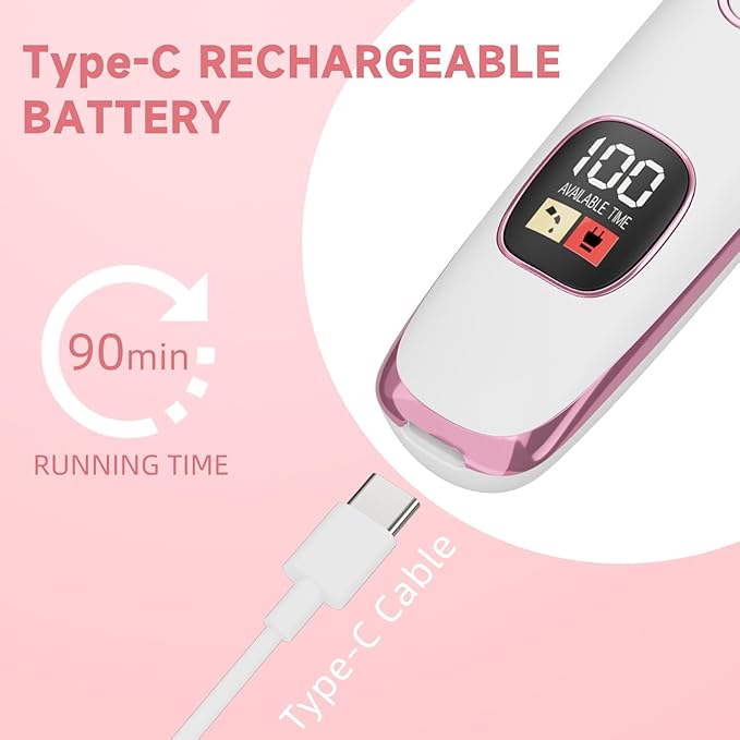 RUIM Bikini Trimmer for Women, 5 in 1 Electric Razors for Shaving, Waterproof Rechargeable Pubic Hair Trimmer with LED Display, Pink