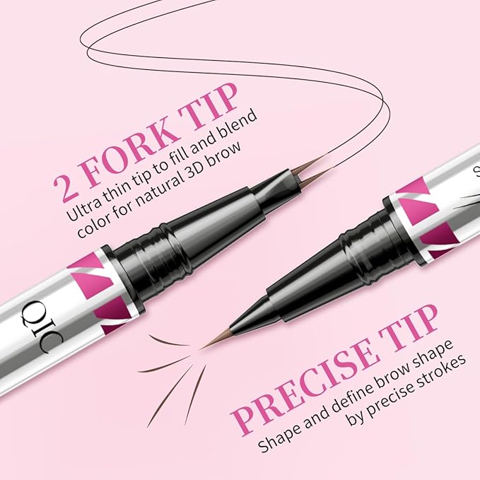 Eyebrow Pencils for Women, 2-in-1 Dual-Ended Microblading Eyebrow Pencil Waterproof with 2 Fork Tip and Spoolie Brush for Hair-Like Natural Brows Eyebrow pen, Non-Dry, Last All-Day (Dark Brown)