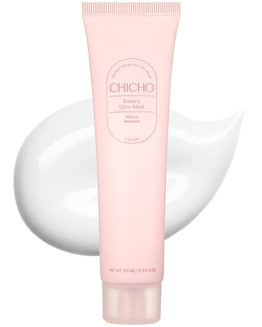 CHICHO Bouncy Glow Mask 300Da Ultramolecular Hibiscus Collagen - Korean Face Peel Off Mask Skin Elasticity Radiant Glow Hydrating Sensitive Skin - Vegan, Hypoallergenic, 2.03 fl.oz.