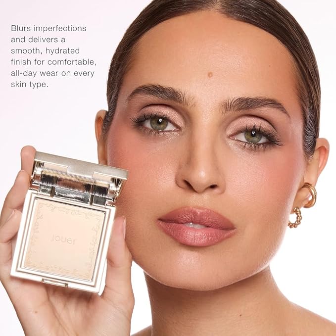 Jouer Soft Focus Hydrate + Set Powder – Talc-Free, Vegan, Lightweight Setting Powder with Hyaluronic Acid, Vitamin E & Allantoin– Universal Translucent Finish, Limited Edition Design & Gift Pink Pouch