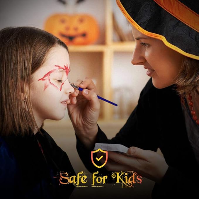 Halloween Makeup Kit, White Black Skeleton Face Paint, Clown Witch Makeup Palette, Vampire Zombie Makeup Kids Adult Special Effects: Fake Blood Scar Wax Tattoos Stencils Crayons Set