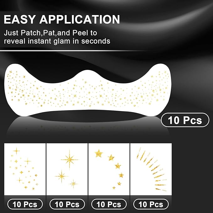 20PCS Glitter Freckles Face Tattoo, Sparkle Freckles for Women and Kids, Cute Star Waterproof Gold Temporary Tattoos Glow Up Makeup Patches (Gold)