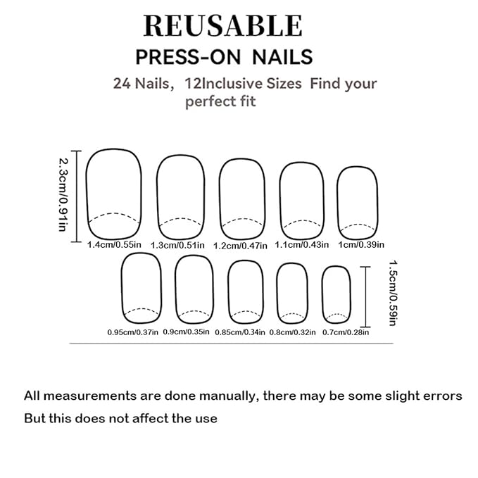 Gold Press on Nails Short Square Fake Nails Blue French Tip False Nails Wave Glossy Full Cover Acrylic Nails Summer Glue on Nail Artificial Cute Stick on Nail for Women Manicure 24Pcs