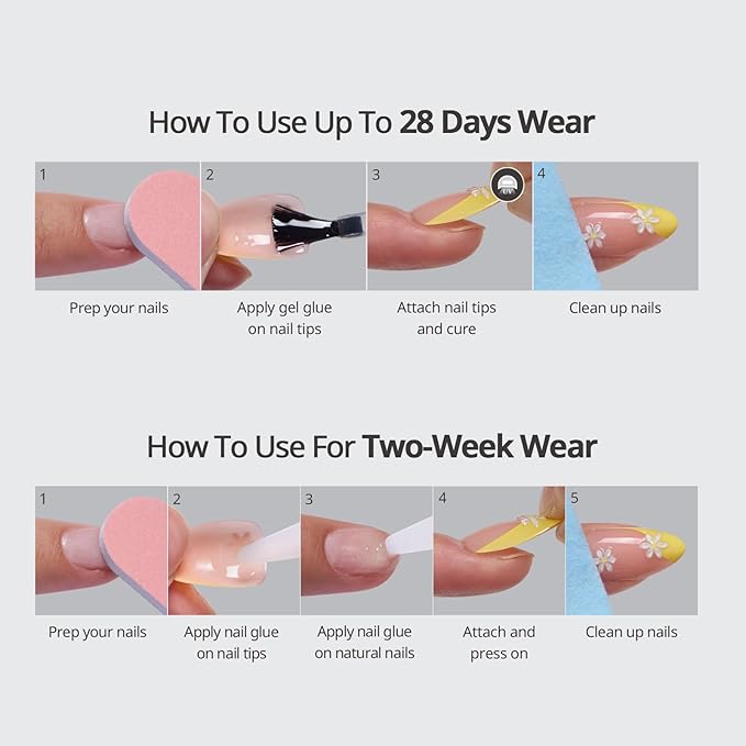 BTArtbox Press On Nails Almond - Extra Short Press On Nails, Nude White Ombre Soft Gel Nails, Natural Reusable Stick On Nails in 16 Sizes - 32 Fake Nails Kit