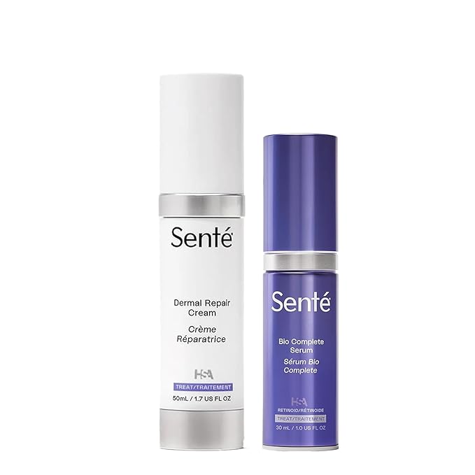 Senté The Repair Duo with Bio Complete Serum & Dermal Repair Cream - AntiAging Skincare Kit for Sensitive Skin, Fine Lines & Wrinkles, Redness & Deep Hydration.With Retinol & Vitamin E(1.0oz & 1.7oz)