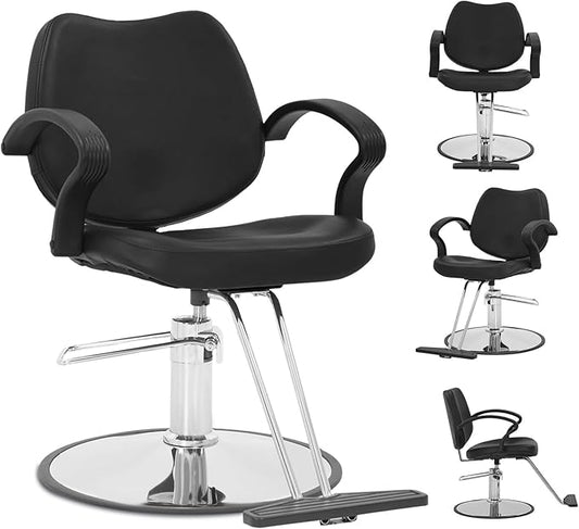 Barber Chair - Heavy Duty Hydraulic Pump Hair Cutting Chair with 360 Swivel & Ergonomic Design for Women & Men, Black