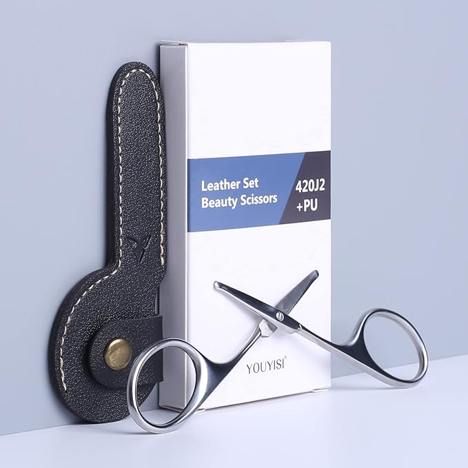 3.75" Nose Hair Scissors, Round Tip Small Facial Mustache Scissors for Men's Trimming