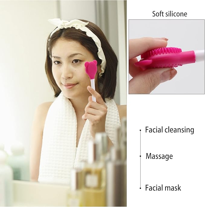 Tbestmax Manual Facial Brush Skin Cleansing Cleaner, Silicone Facial Scrubber, 2-in-1 Skin Care Face Wash for Deep Pore Exfoliation Massaging 10 Pcs