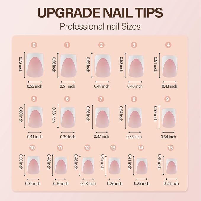 Vansiho Deep French Gel Nail Tips, 150Pcs Short Square Gel Nail Tips, Pink French Tips Press on Nails, Soft Gel Nails French Square Gel Tips, Fake Nails for Nail Art DIY 15 Sizes