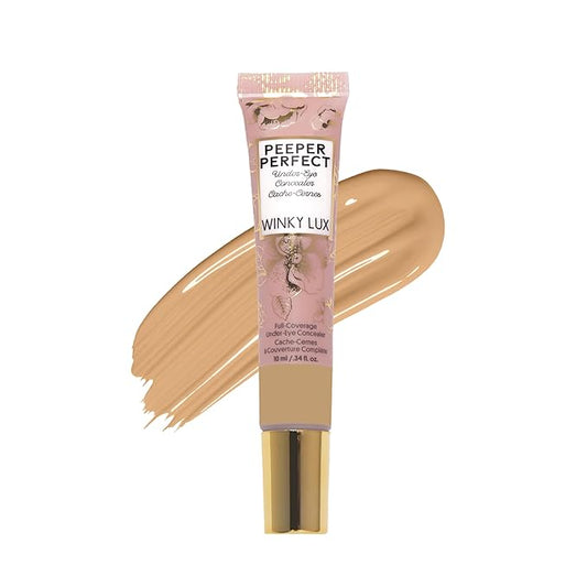 Winky Lux Peeper Perfect Under Eye Concealer, Makeup & Eye Brightener, Full Coverage Concealer for Dark Circles, Color Corrector & Eye Primer, With Collagen, Hyaluronic Acid & Vitamin E (Light Medium)
