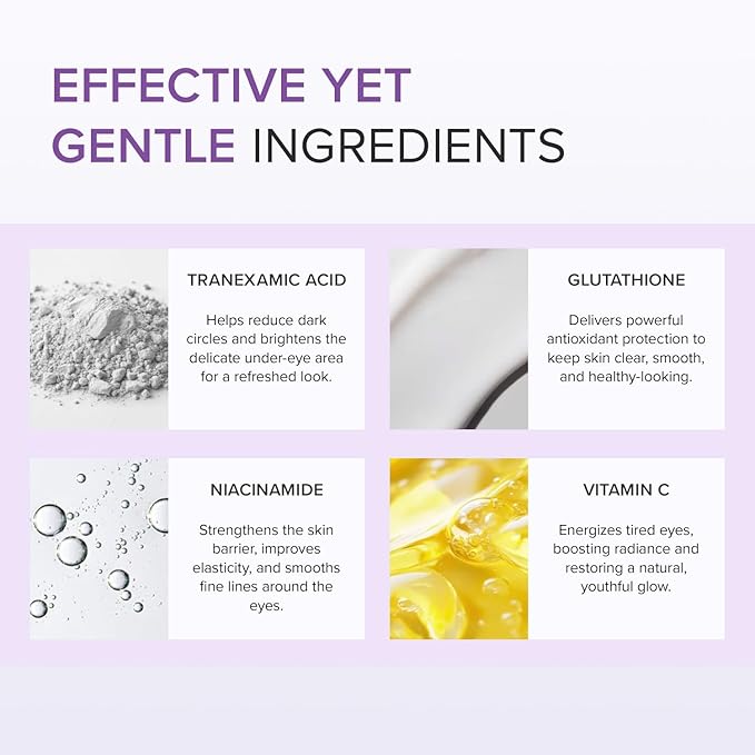 Mary&May Glutathione Eye Cream Special Set - Powerful Antioxidant, Reduces Dark Circles in the Eye, Improve Uneven Skin Tone with Vitamin C, 1.01 oz.+ Mini 0.4oz 2 Pack