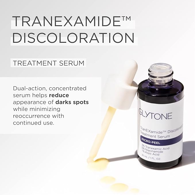 Glytone Micro-Peel TranEXamide™ Discoloration Correcting Serum | Dark Spot Remover with 3% Tranexamic Acid | Brightens Uneven Skin Tone for all Skin types | Fragrance Free, Paraben-Free - 1 fl oz