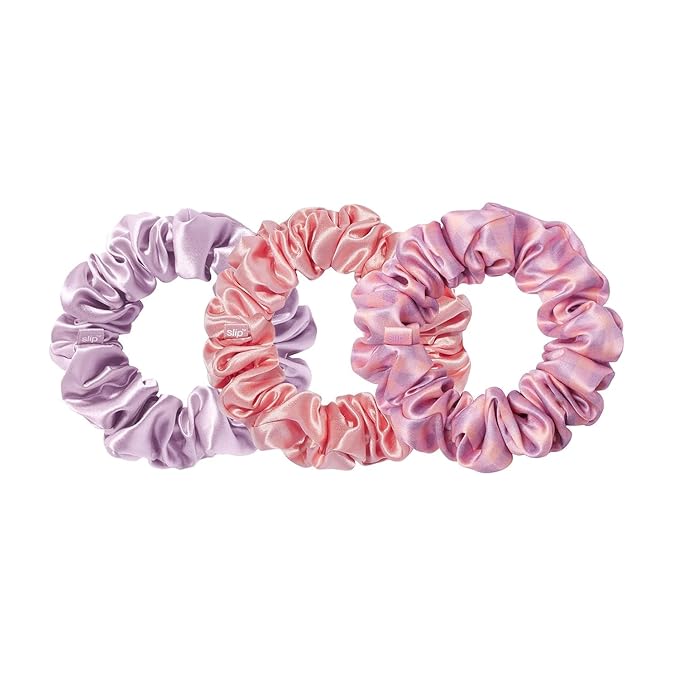 slip Large Scrunchies: Elevate Your Hair Game with Anti-Crease, Anti-Breakage Design, Crafted from Slipsilk™, Belleflower: 3 Pure Silk Scrunchies in Iris, Wildflower, and Rose