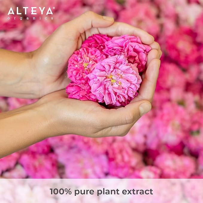 Alteya High-Potency Rose Water USDA Organic Facial Toner, 3000 Roses in a Bottle, 3.4 Fl Oz/100mL Pure Bulgarian Rosa Damascena Flower Water, Award-Winning Moisturizer in Miron Biophotonic Glass