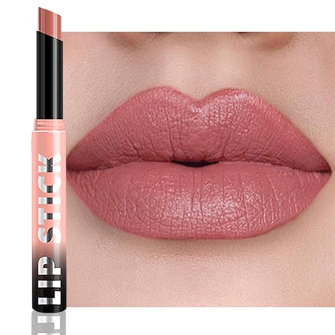 Matte Lipstick Crayon for Women, Pink Nude Lip Stick Pencil 24 Hour Long Lasting Waterproof, Non-Drying Hydrating Formula Lip Gloss Makeup, Vegan & Cruelty-Free, 01