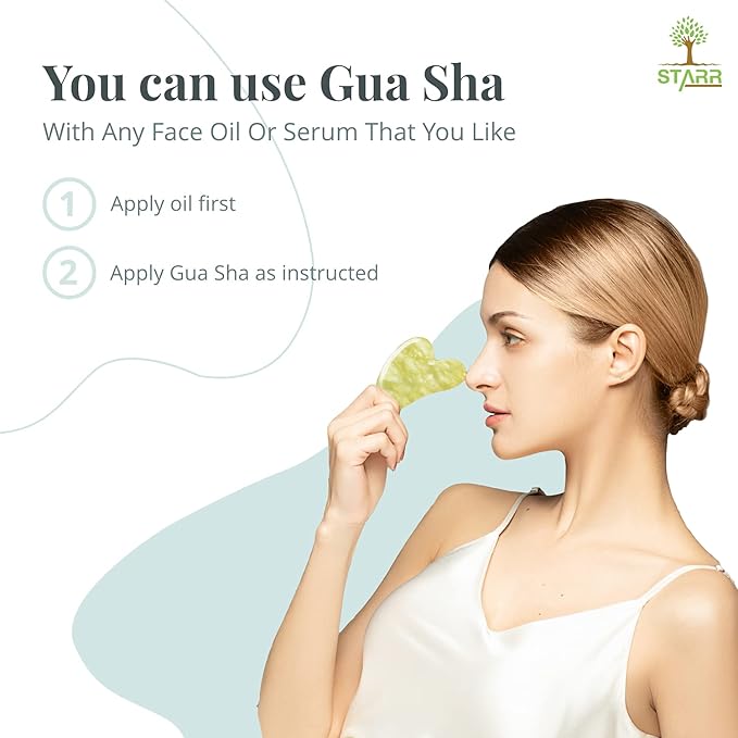 STARR-GIA Certified 100% Xiuyan Jade Gua Sha Massage Tool-Face Massager Reduces Puffiness-Gua Sha Facial Tools Promotes Blood Flow-Easy to Hold Face Sculpting Tool-Trigger Point Acupuncture