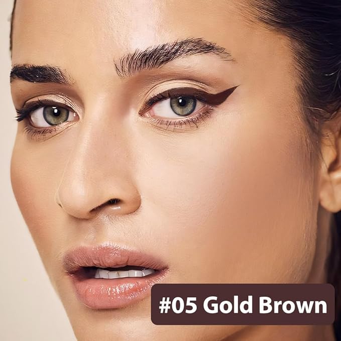 Kaely Gold Brown Gel Eyeliner Pencil, Smooth Eye Liner Waterproof Smudge Proof, Built in Sharpener, Long Lasting Eye Makeup, Vegan & Cruelty-Free, 05