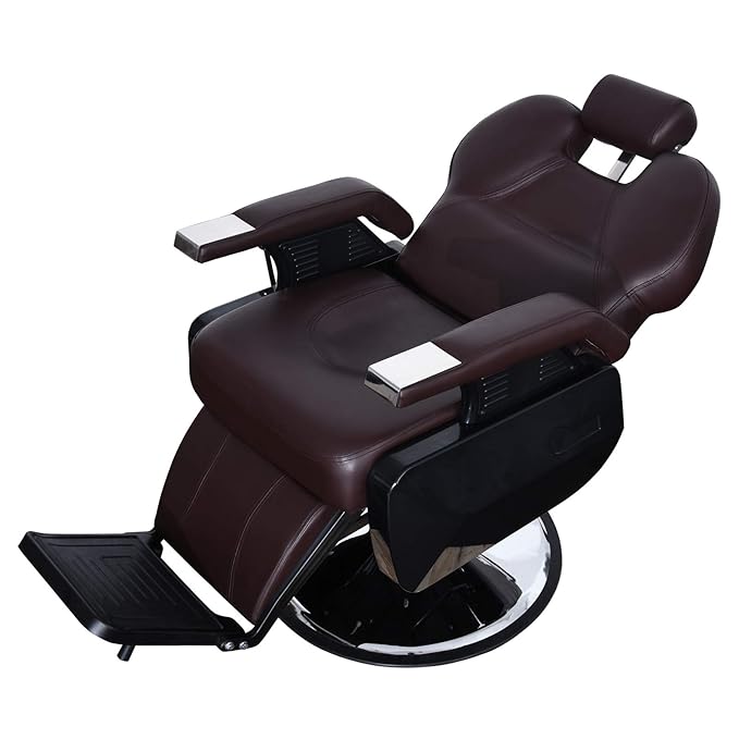 BarberPub Heavy Duty Reclining Barber Chair, All Purpose Hydraulic Salon Chairs for Hair Stylist, Barbershop Salon Tattoo 2688 (Brown)