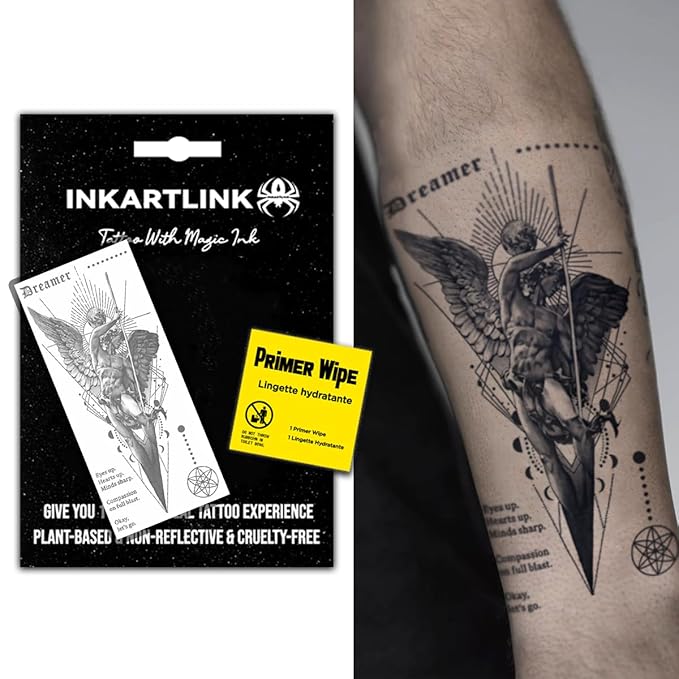 INKARTLINK Semi Permanent Tattoo, party tattoo, beautiful and realistic design, fun tattoo experience, cruelty-free, non-reflective, waterproof (Greek Art)